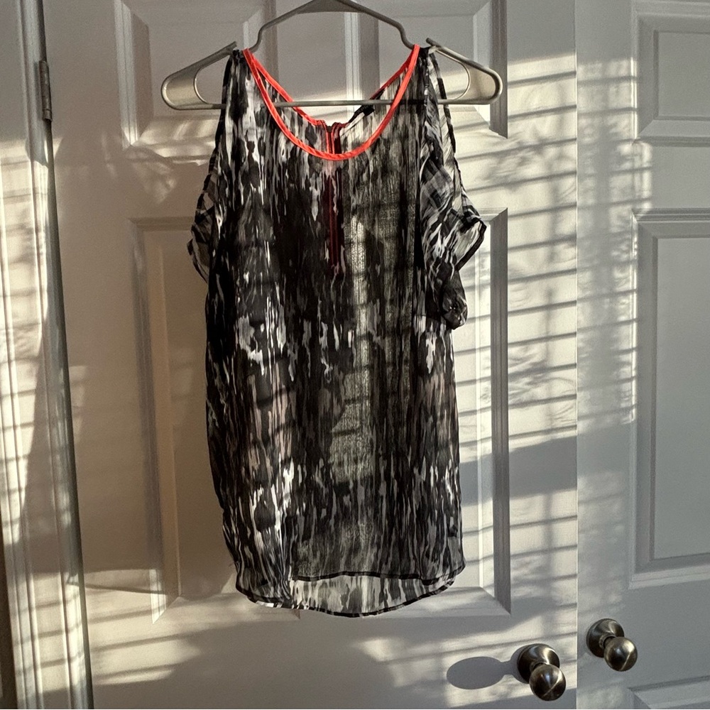 Express sheer cold shoulder top size L